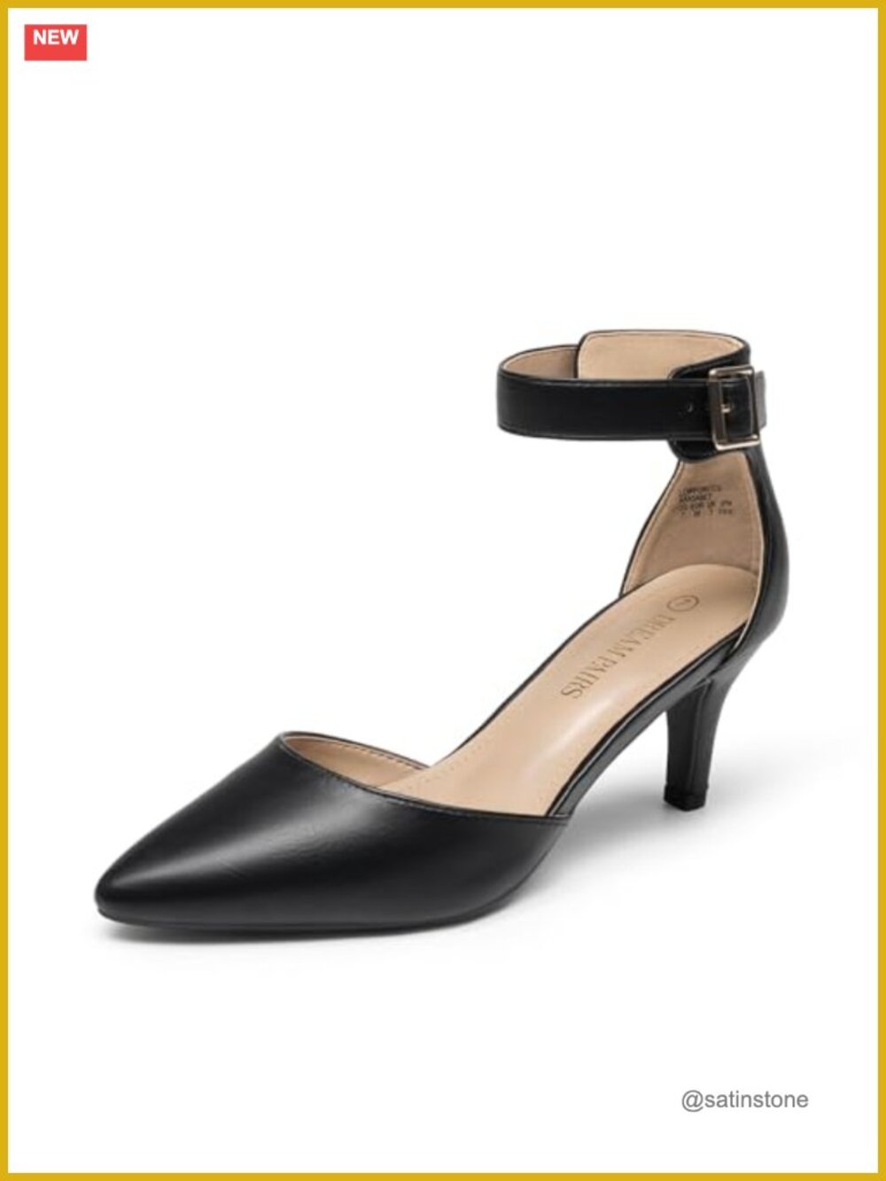 Kitten Heels Ankle Strap Pumps Dress Shoes Comfortable Low Heel